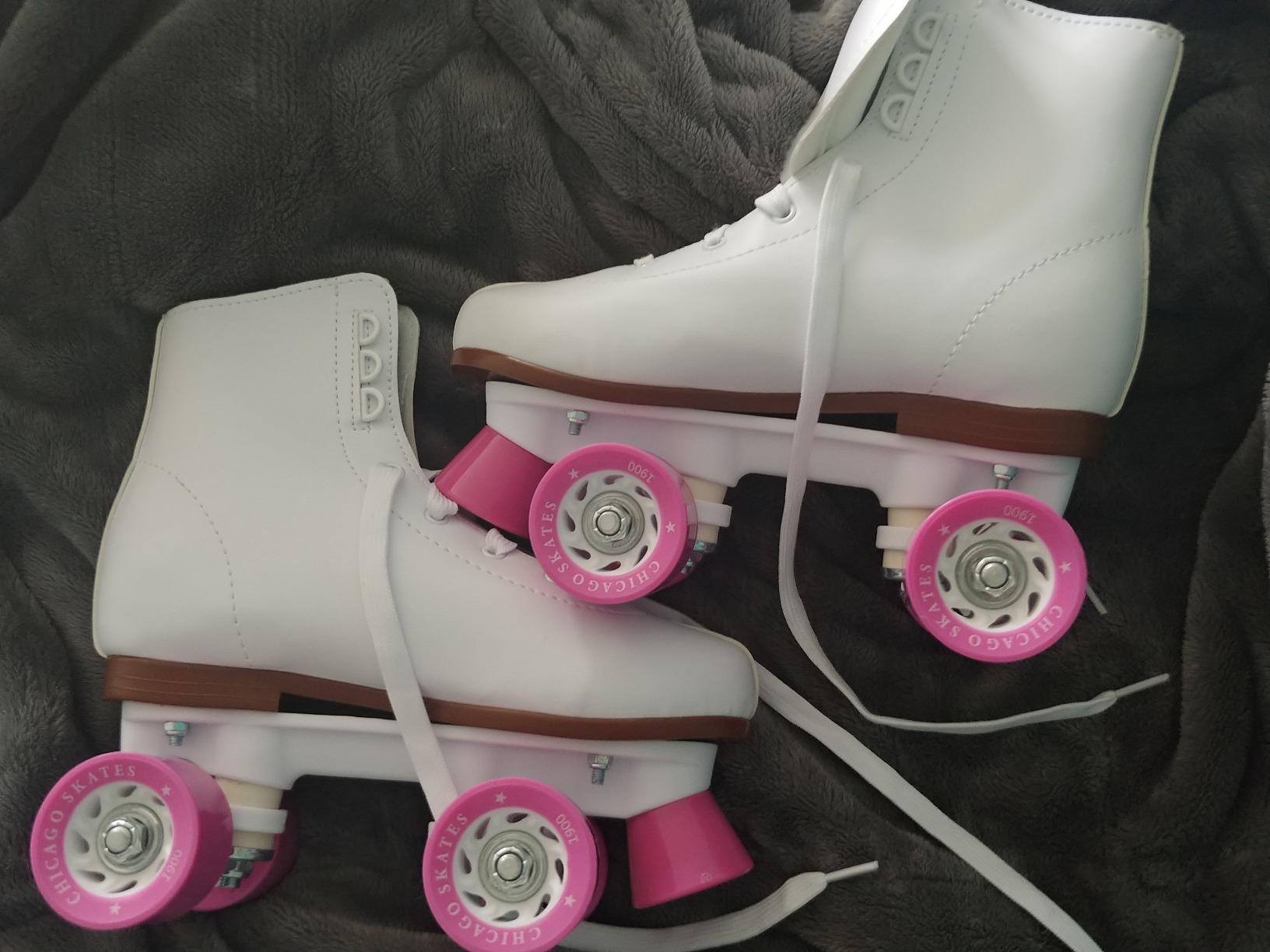 Chicago Rink Roller Skates for Girls & Boys - Durable Top Performance Indoor/Outdoor Use Skate Shoes with Padded Ankle Collar, Lace-Up & Velcro Strap - 54mm Urethane Wheels, Semi-Precision Bearings customer photo 1