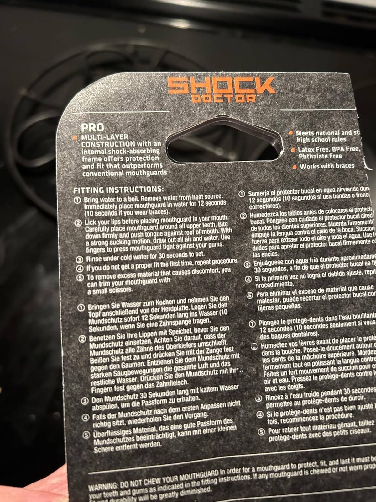 Shock Doctor Mouth Guard, Custom Fit Football Mouth Guard, Moldable Mouth Guard Boxing, Lacrosse, Hockey, MMA, Football & More, Mouthpiece, Mouthguard Sports, Adult - Strapless customer photo 1