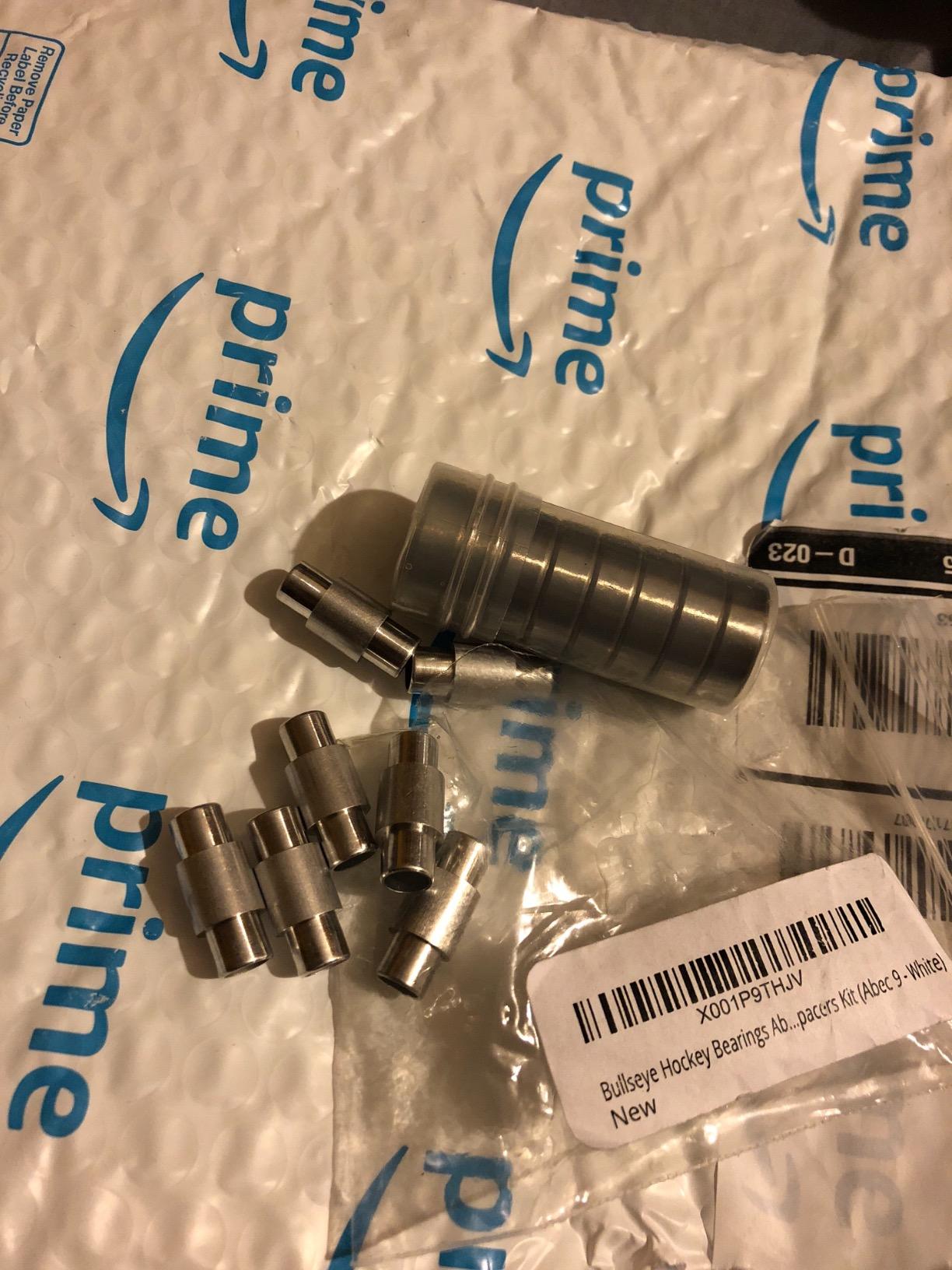 Hockey Bearings ABEC 9, 7, 5 Inline Roller Speed Package 16 Bearings and 8 Spacers Kit (ABEC 9 - White) customer photo 2