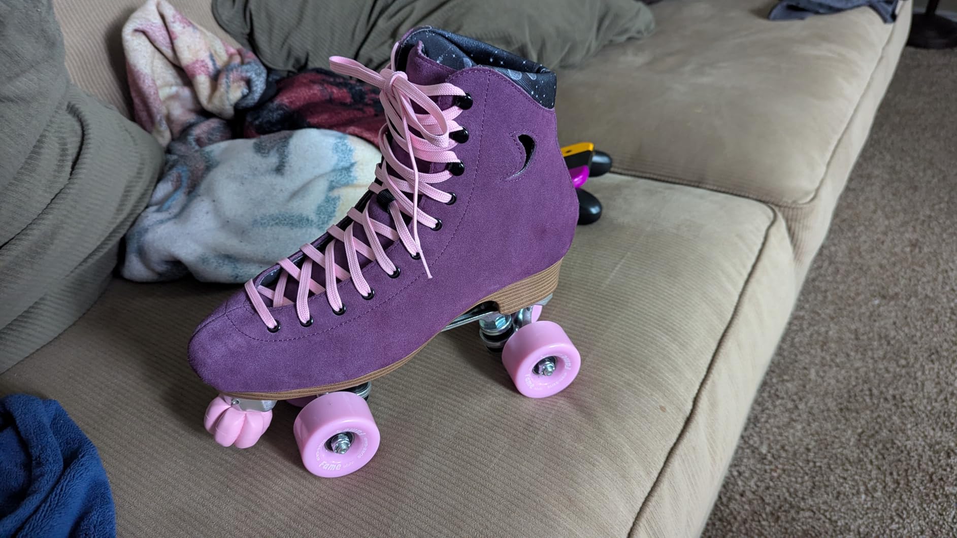 Sure-Grip Fame Indoor Wheels | Durable Nylon Build with Durometer of 95A and Diameter of 57mm - Ideal for Artistic Skating on Smooth Surfaces customer photo 1