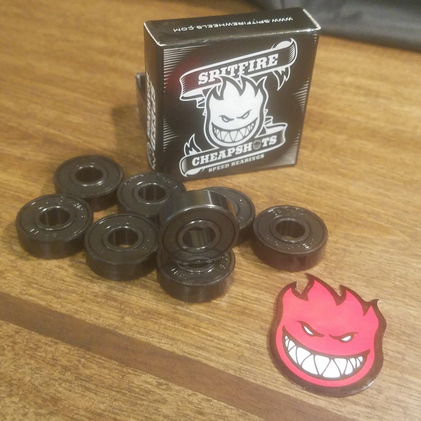 Spitfire Skateboard Wheels Cheapshots Bearings - Includes 8 Bearings and Bighead Sticker - Removable Black Shields - for All Types of Skateboarding - Fits All Trucks and Wheel Combos customer photo 2