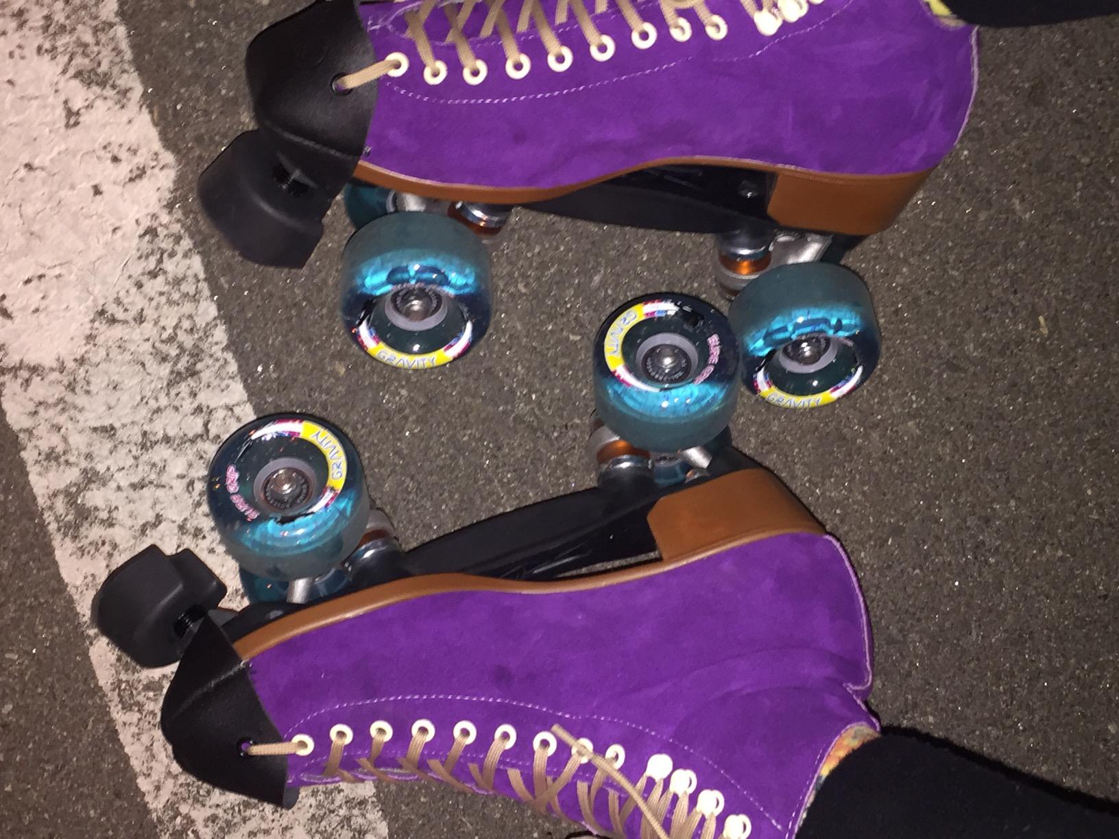 Sure-Grip Gravity Glitter Roller Skate Outdoor Wheels, Set of 8 | Made Super Hi-Rebound Polyurethane - 78A Durometer, 65mm D X 35mm W - Durable Performance, Beginner Friendly - Blue customer photo 2