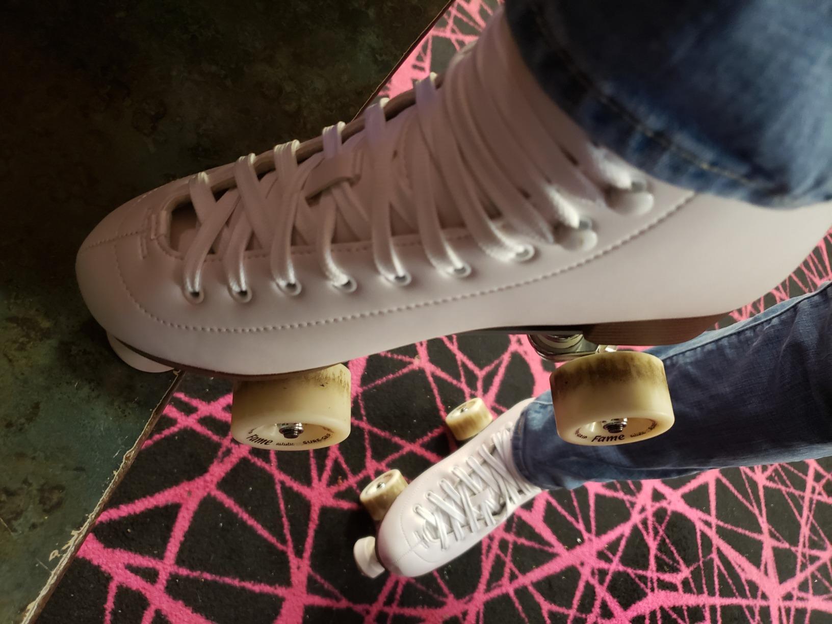 Moxi White Fame Roller Skates for Women | Made of Nylon & Aluminum - 57mm Polyurethane Indoor Wheels for Skating - Super X Trucks Extended Support for Larger Sizes customer photo 1