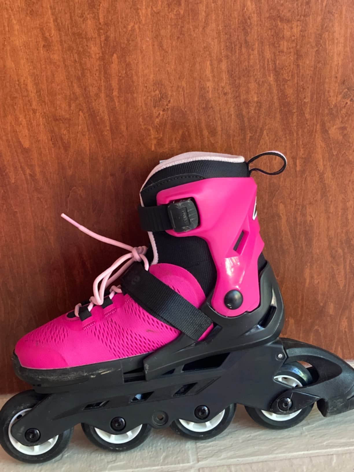 Microblade Girl's Adjustable Fitness Inline Skate, Pink and Bubble Gum, Junior, Youth Performance Inline Skates customer photo 2