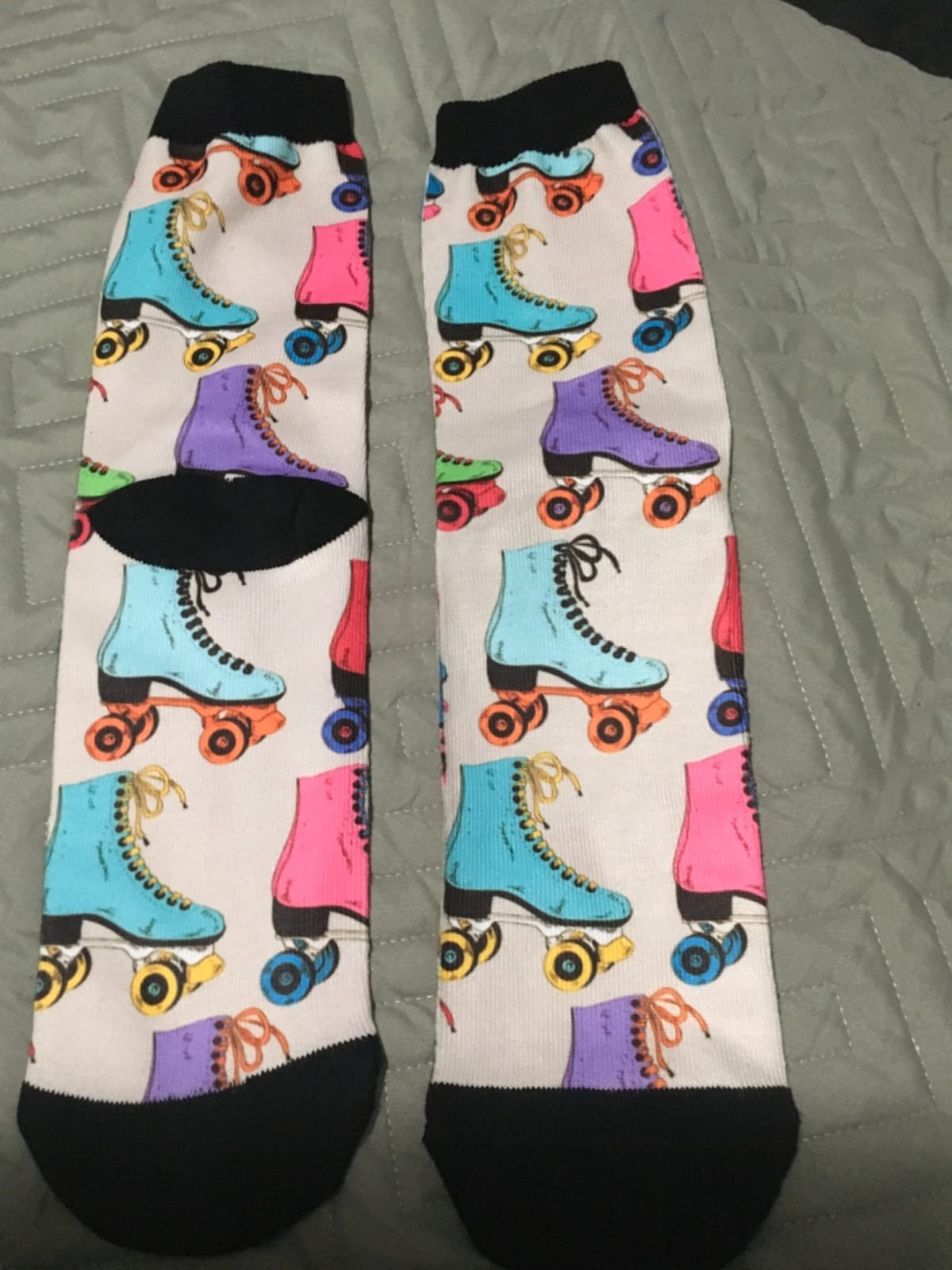 Colorful Roller Skates Men Women Funny Novelty Crew Tube Socks customer photo 2