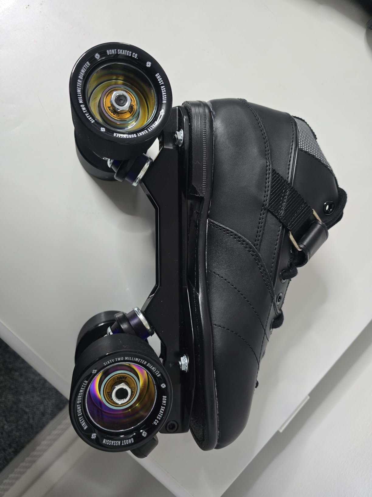 Bont Ghost Assassin Aluminum Hub Roller Skate Wheels, Indoor Jam & Speed, 62mm 98A, Set of 4 (White) customer photo 1