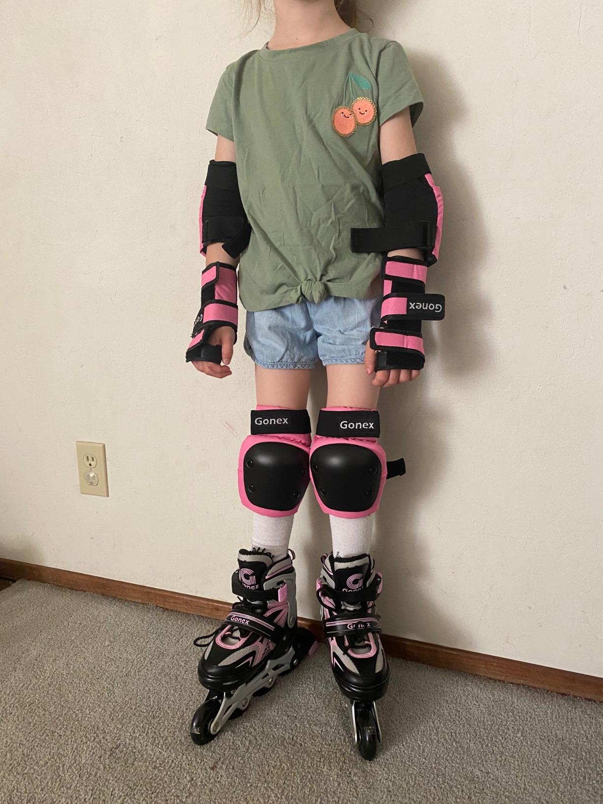 Gonex Inline Skates for Girls Boys Kids, Adjustable Light Up Roller Blades | Adjustable 4 Sizes in 1, Aluminum Frame, ABEC-7 Bearings, 64mm PU Wheels, Children Teens Women Indoor Outdoor Skating customer photo 1