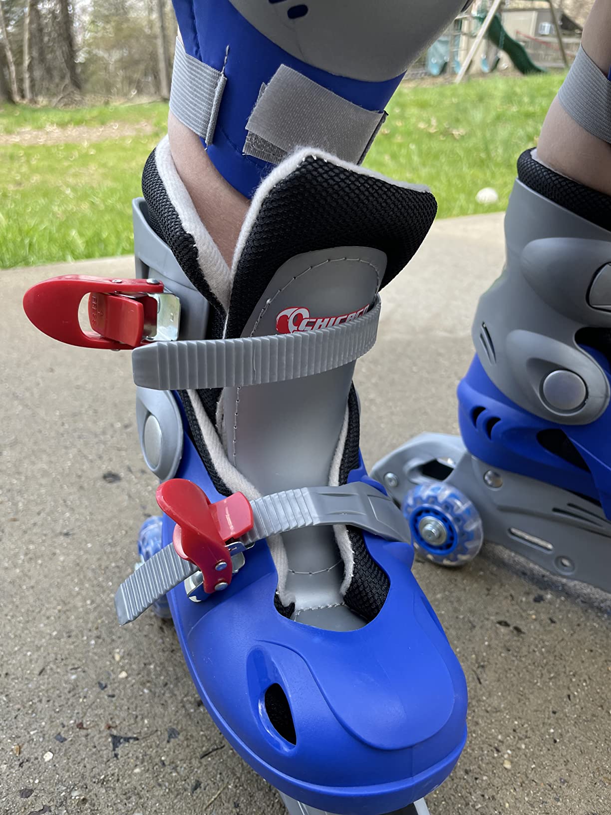 Chicago Roller Skates for Girls & Boys with Protective Gear - Helmet, Knee Pads & Wrist Guards - Durable Top Performance Indoor/Outdoor Use, Safety High Top Boot, 60mm PU Wheels with Secure Buckles customer photo 2