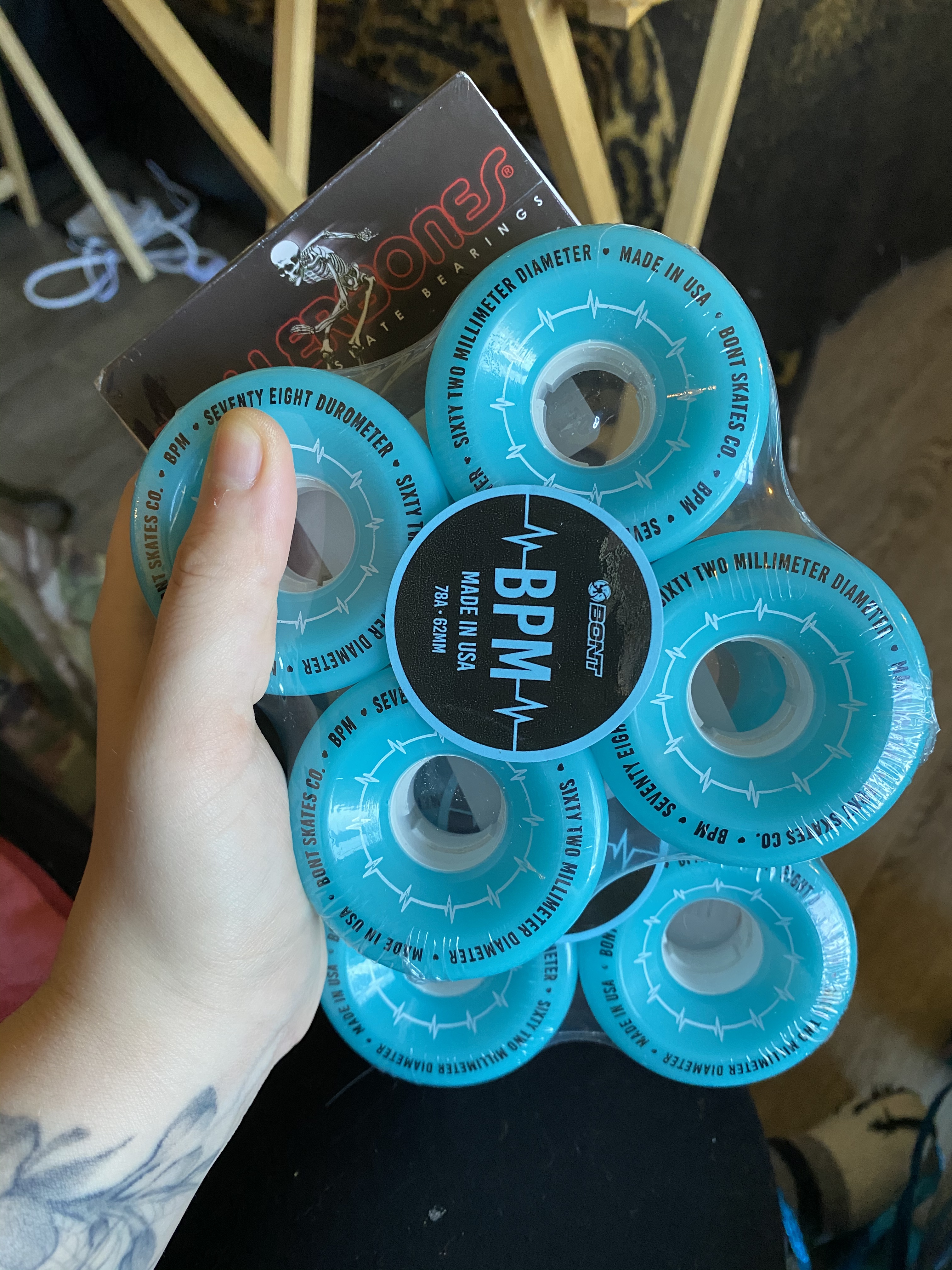 Bont Skates BPM Quad Roller Skate Outdoor Wheels - Suitable for Recreational Skating Asphalt Sidewalk Boardwalk Street - 62x35mm 78A, Made in USA (Gamma Blue - Set of 4 wheels) customer photo 1