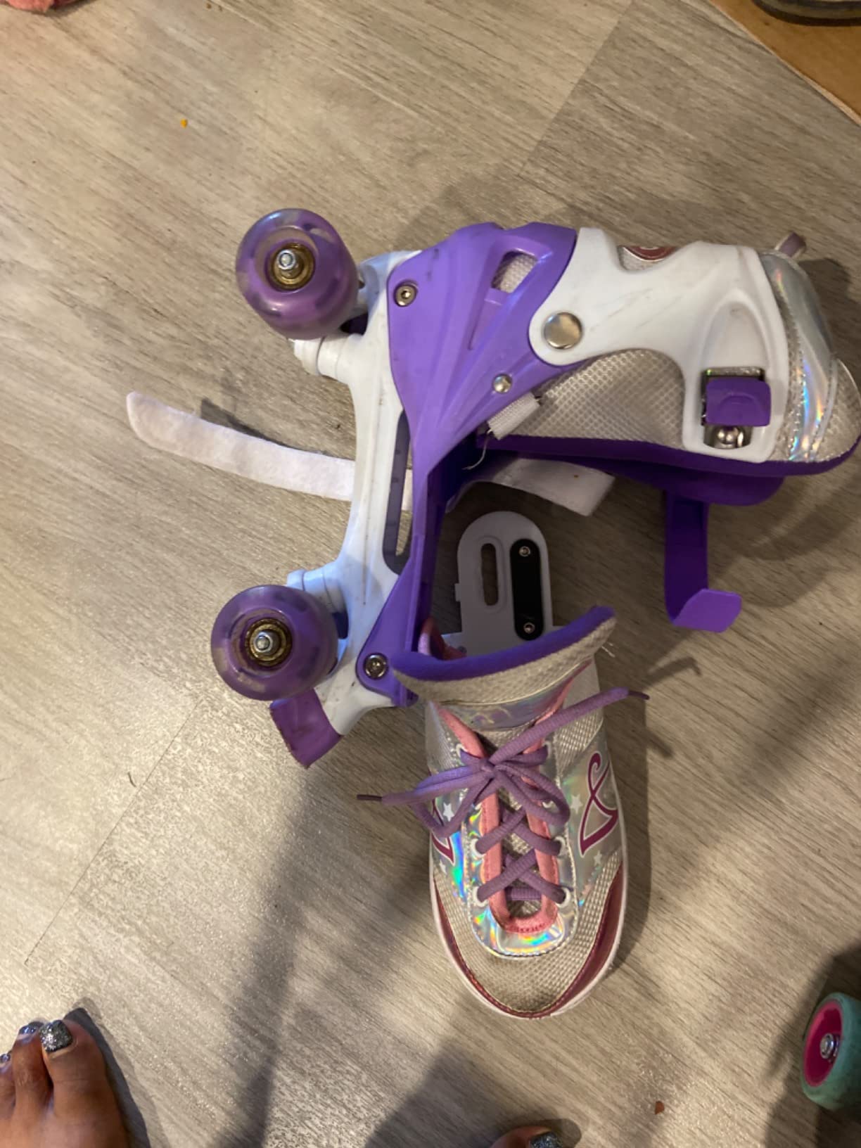 Tudoccy Kids Roller Skates, Adjustable 4-Size Light-Up Wheels | Outdoor quad skates for beginners and advanced riders customer photo 2