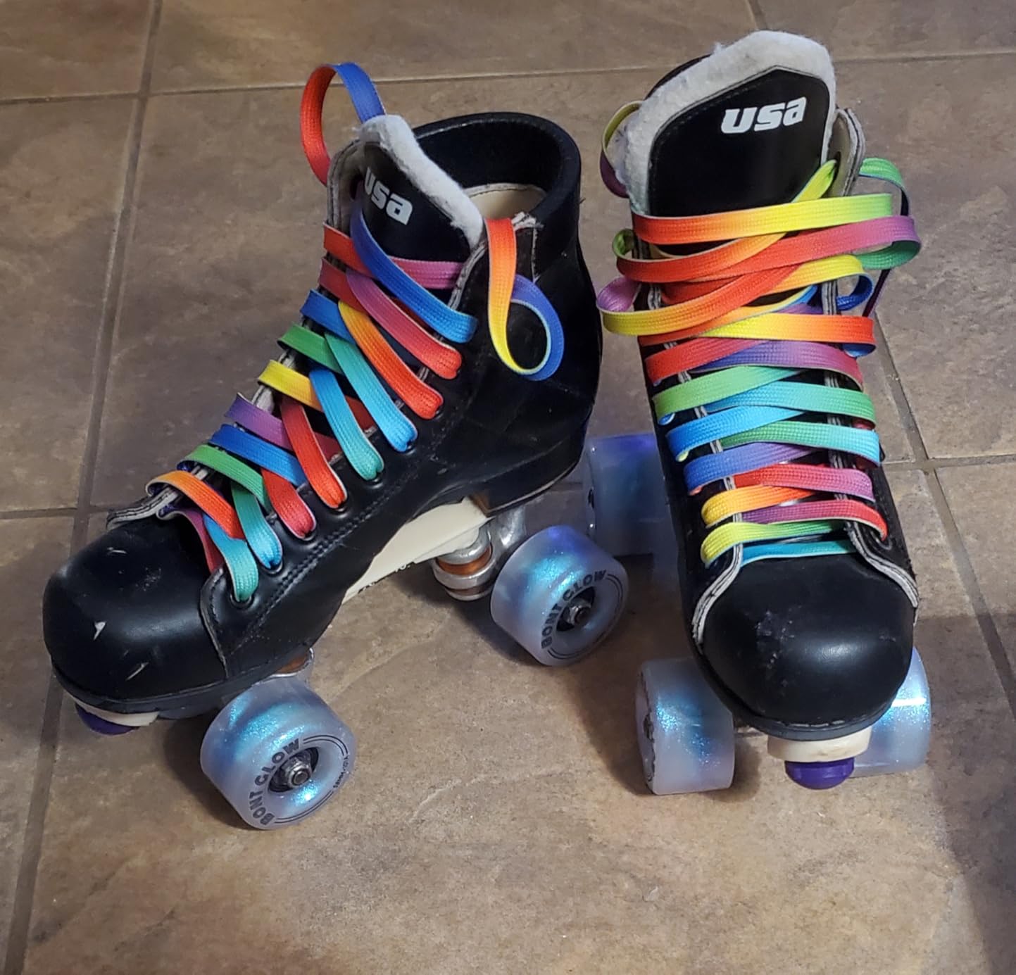 Derby Laces Style Wide 10mm Waxed Lace for Roller Skates, Hockey Skates, Boots, and Regular Shoes customer photo 1