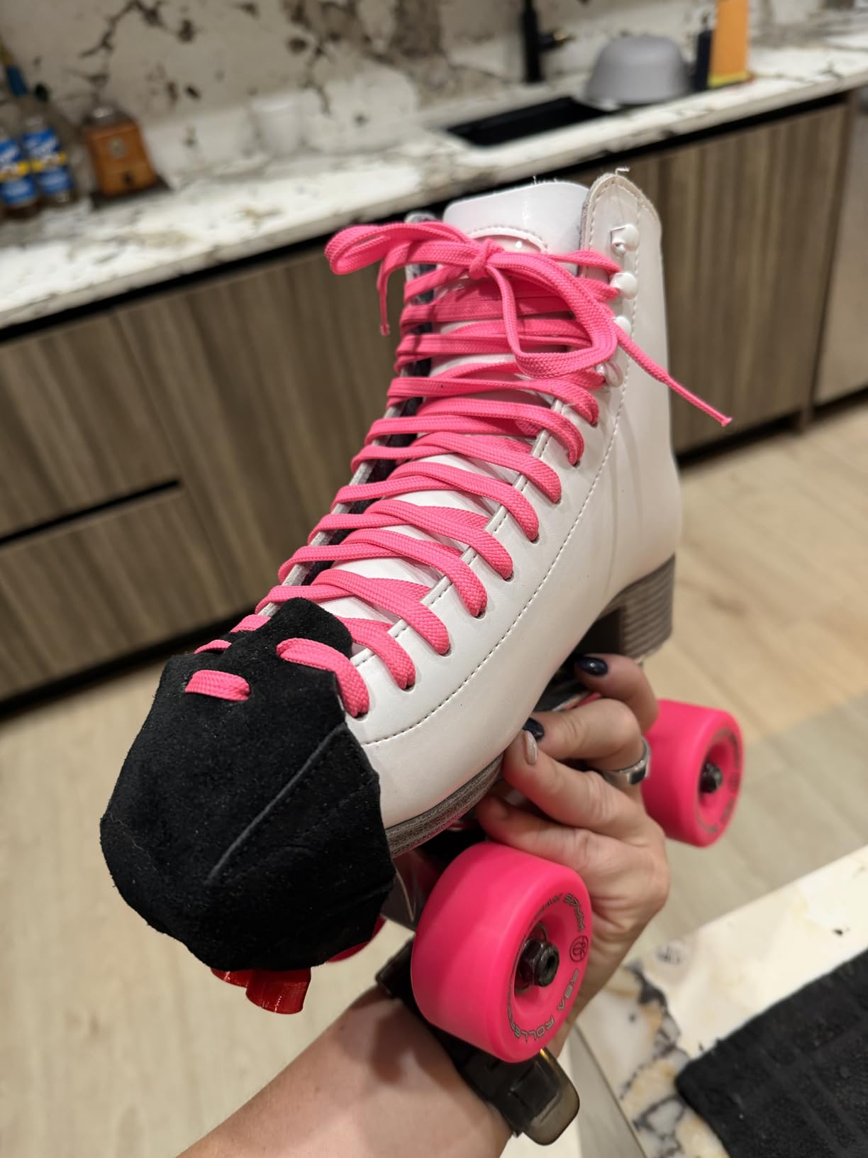 100% Real Cowhide - Roller Skate Derby Speed 1 Pair Black | Genuine Cowhide, Wear Resistant Toe Cap Guards, Anti-Scratch Protection, Fits Derby & Speed Roller Skates, 1 Pair customer photo 2