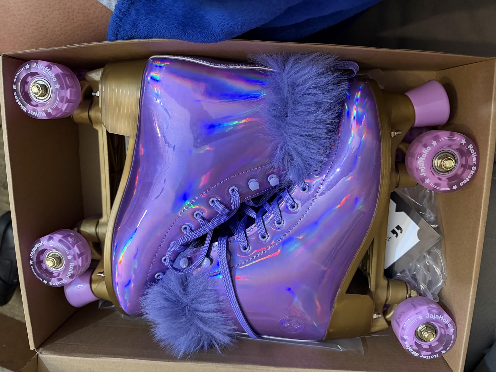 JajaHoho Roller Skates for Women, Holographic High Top Classic Rollerskates Shiny Double-Row Glitter Wheels Quad Skates for Girls, Indoor & Outdoor customer photo 1