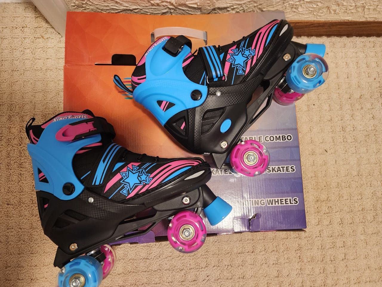 XINO SPORTS 2 in 1 Combo, Kids Roller Skates | Inline Skates - Interchangeable LED Light Up Skates for Kids Ages 6-12, Teens & Adults, Adjustable Roller Skates Blades customer photo 1