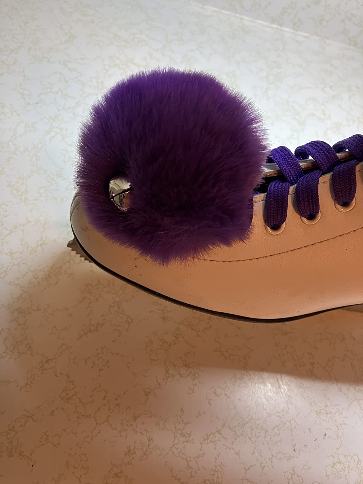 Cosmos 3 Pairs Roller Skate Pom Poms with Bells Tie-on Fluffy Pompoms with Shoelace Quad Roller Skates Accessories Colorful Cute Pom-poms Skates Decoration for Women (Pink, Hot Pink, Purple) customer photo 2