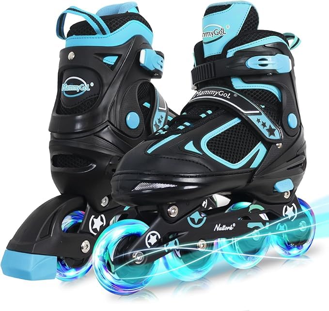 MammyGol Adjustable Inline Skates for Kids Boys Girls Youth Blades Roller Skates with Light up Wheels Ages 4-16 customer photo 1