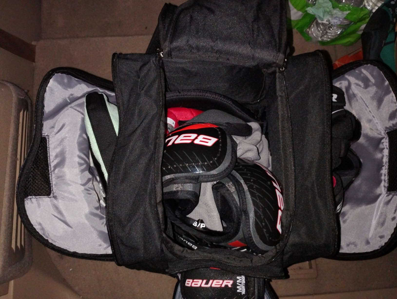 GOBUROS Inline Skate Bag Backpack Ice Hockey Roller Skate Bag for Men Women | Ice Skating Backpack for Shoes Up to US Mens 13 with Multi-Pockets for Inline, Figure, Quad, Speed, Hockey Skates Gear, Black customer photo 1