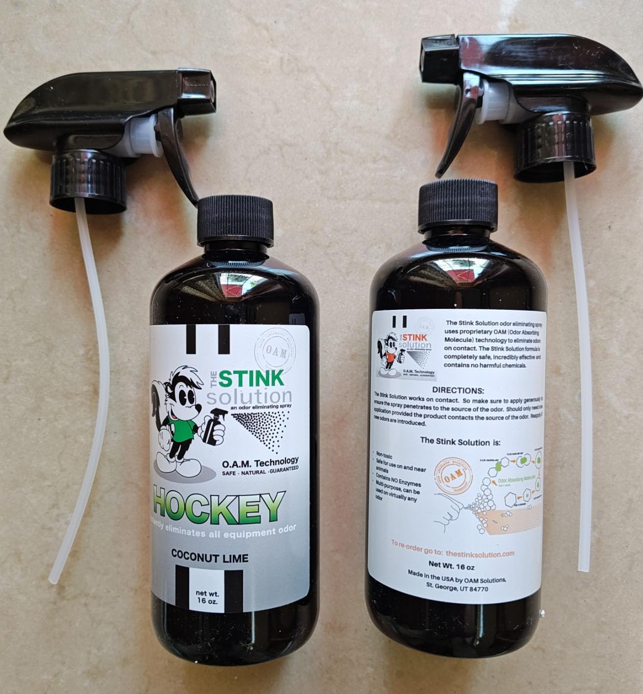 The Stink Solution Hockey Odor Eliminator Spray, Unscented, 2 Pack, 16 oz | Eliminates Sweat and Body Odor at the Source. Deodorizer for Skates, Gloves, Helmets, Guards, Pads and Hockey Bags customer photo 1