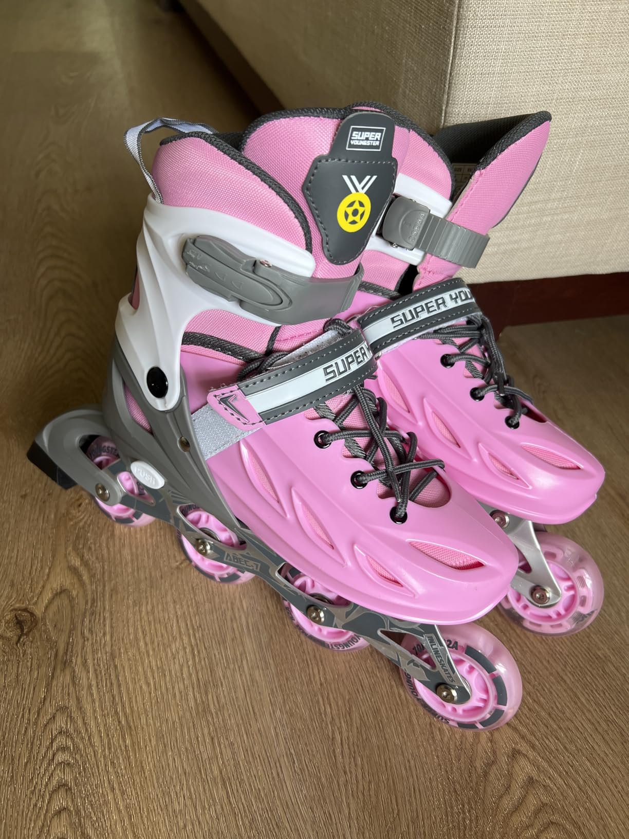 SUPER YOUNGSTER Adjustable Inline Skates for Boys Girls Ages 4-12 with Light Up Wheels, Roller Skates Blades for Youth Kids Indoor & Outdoor Beginners customer photo 2