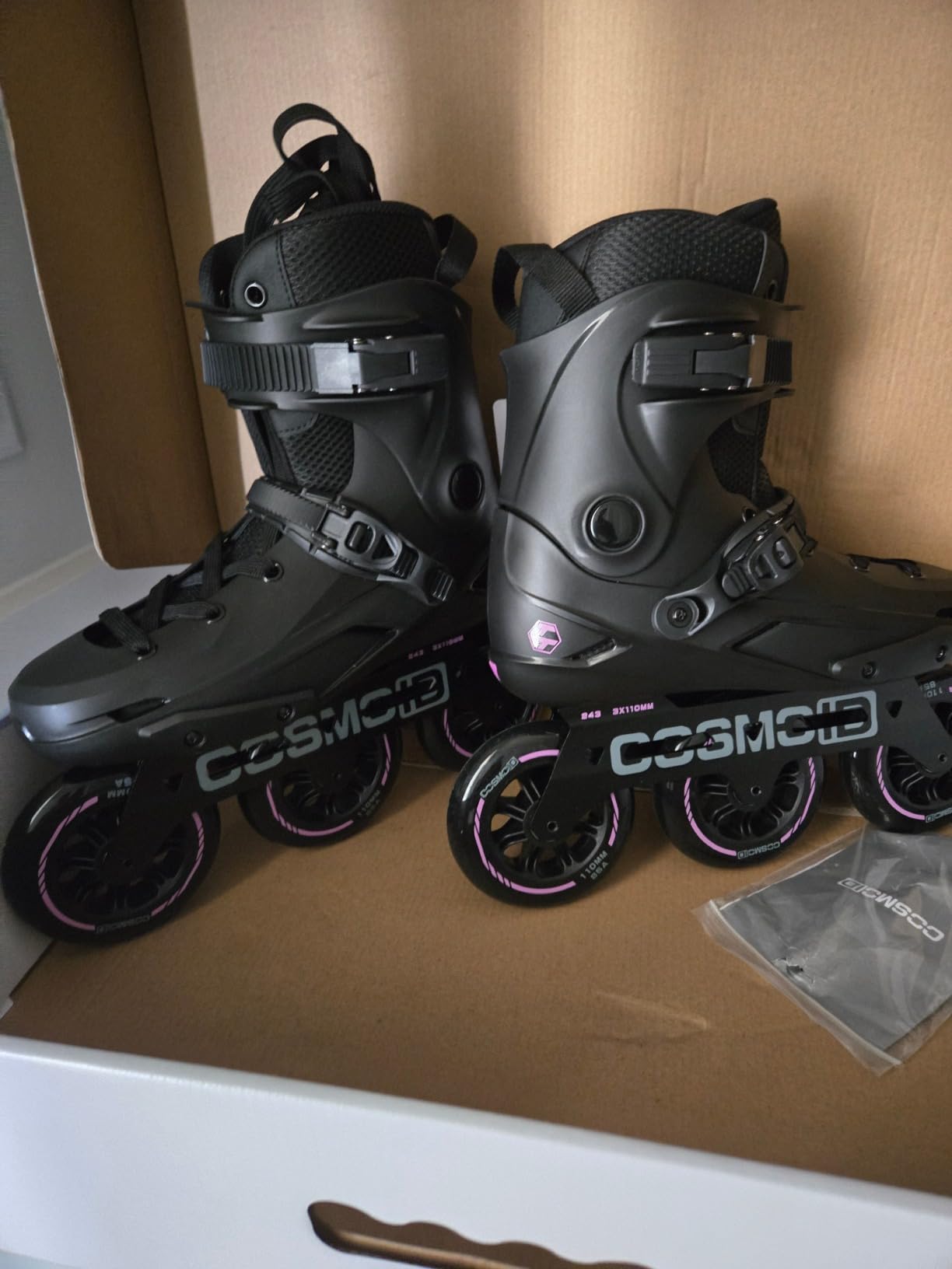 Adult Inline Skate - COSMOID High Performance Roller Skates Blades for Women & Men, 3 Wheels 110mm/100mm Metal Frame customer photo 2