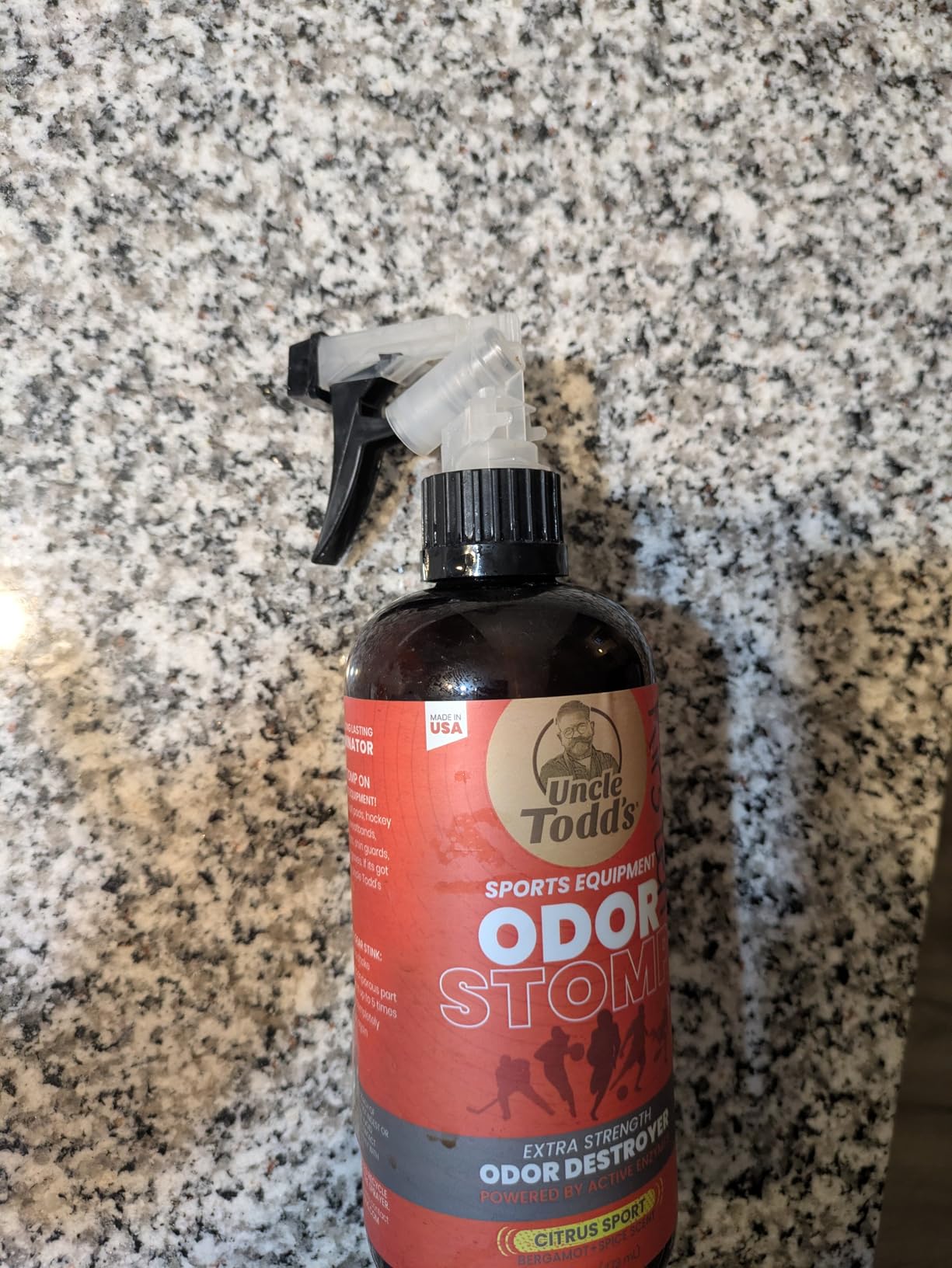 Odor Stomp Sports Equipment Odor Eliminator Spray, Enzyme-Powered, 16oz | Bamboo Blitz, Fast-acting fabric spray deodorizer for football pads, hockey, gym, helmets & athletic gear Made in USA customer photo 1