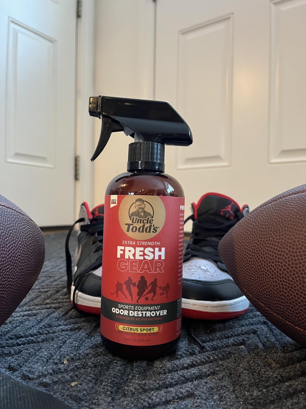 Odor Stomp Sports Equipment Odor Eliminator Spray, Enzyme-Powered, 16oz | Bamboo Blitz, Fast-acting fabric spray deodorizer for football pads, hockey, gym, helmets & athletic gear Made in USA customer photo 2