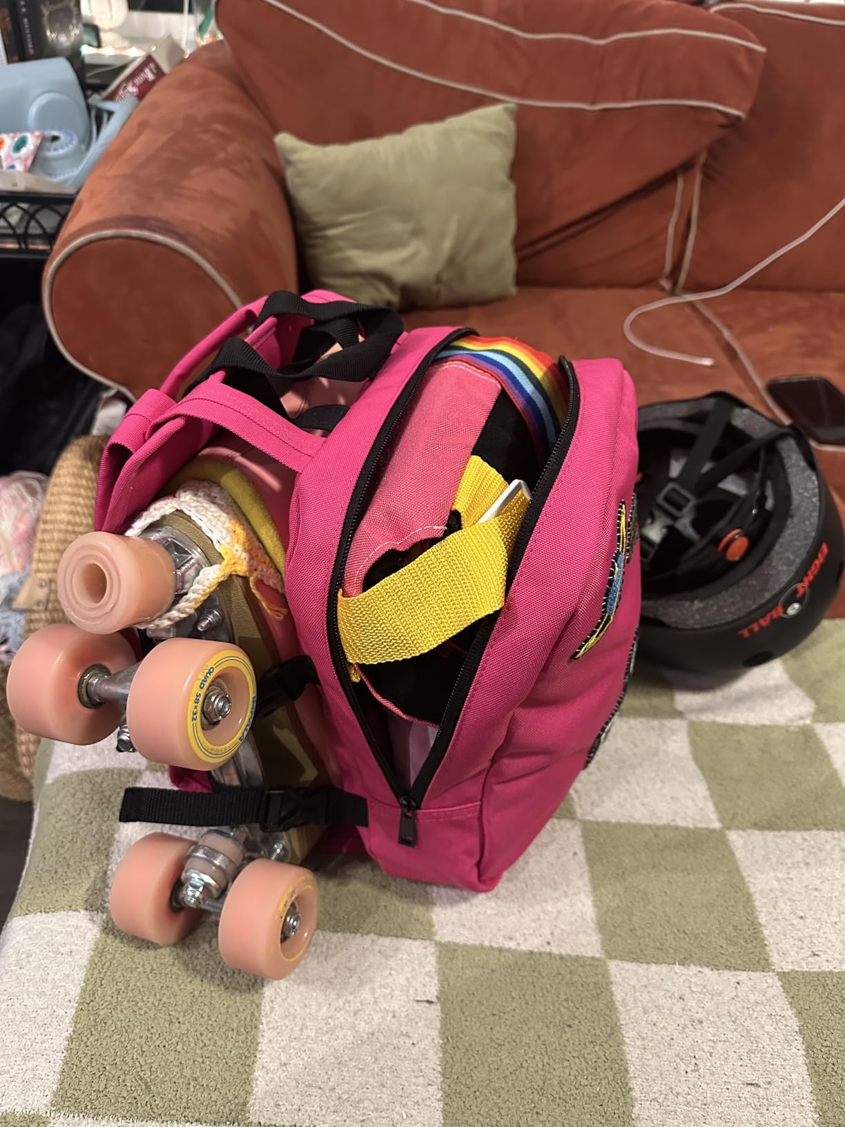 JajaHoho Roller skates bags for Women Men, Multi-functional Sports Backpack for Rollerskates, Ice skates, Inline skates customer photo 2
