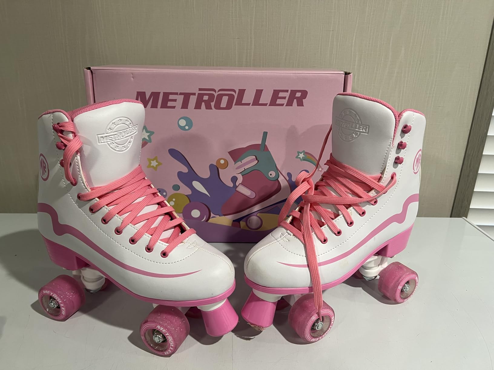 METROLLER Classic Quad Roller Skates for Girls Women PU Leather Indoor | light up PU wheels, strap closure, Lightweight recreational customer photo 2
