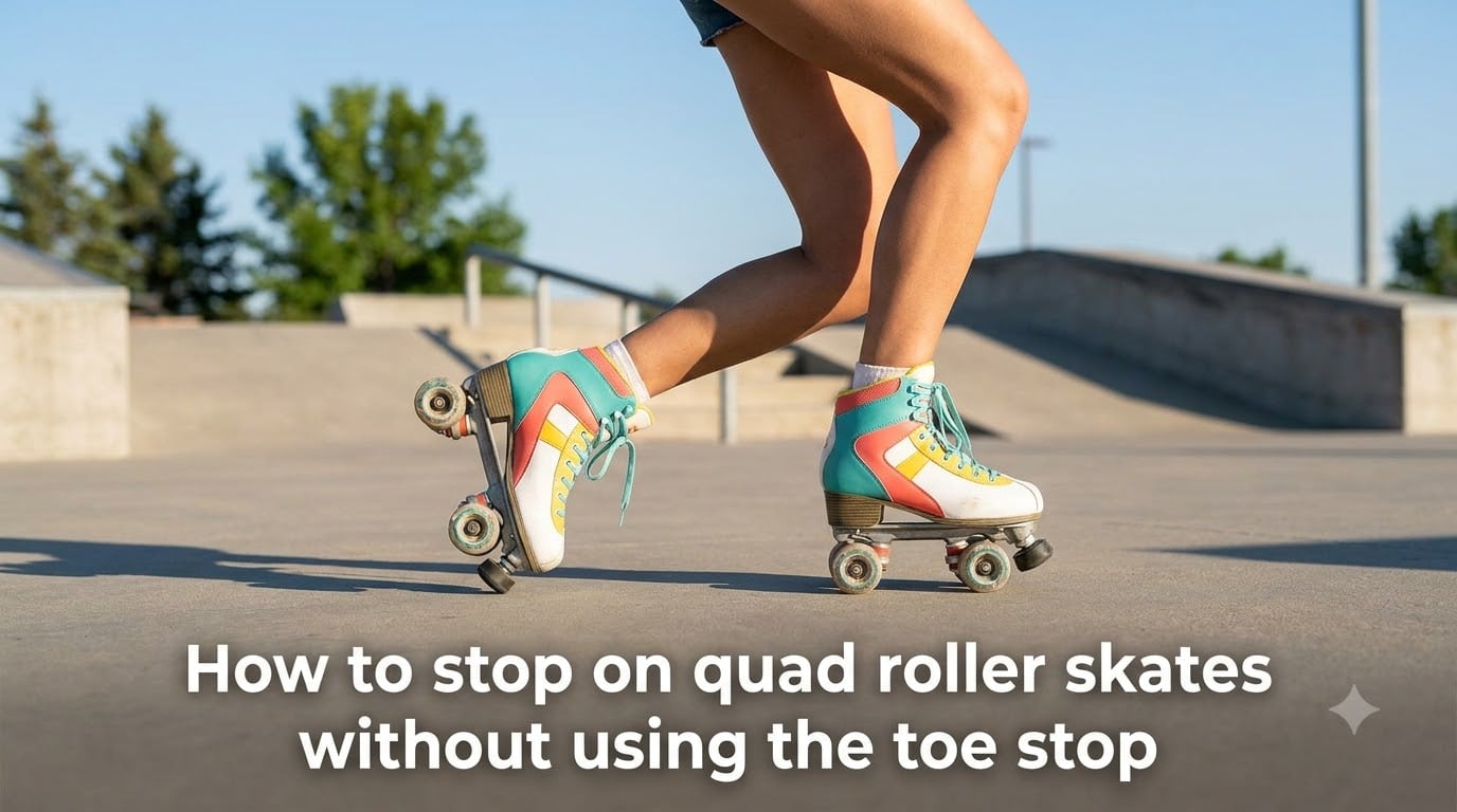 How to stop on quad roller skates without using the toe stop