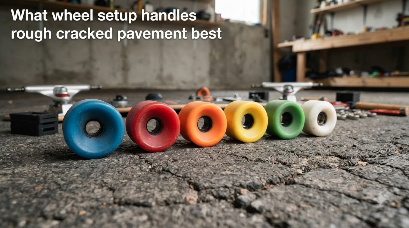 What wheel setup handles rough cracked pavement best