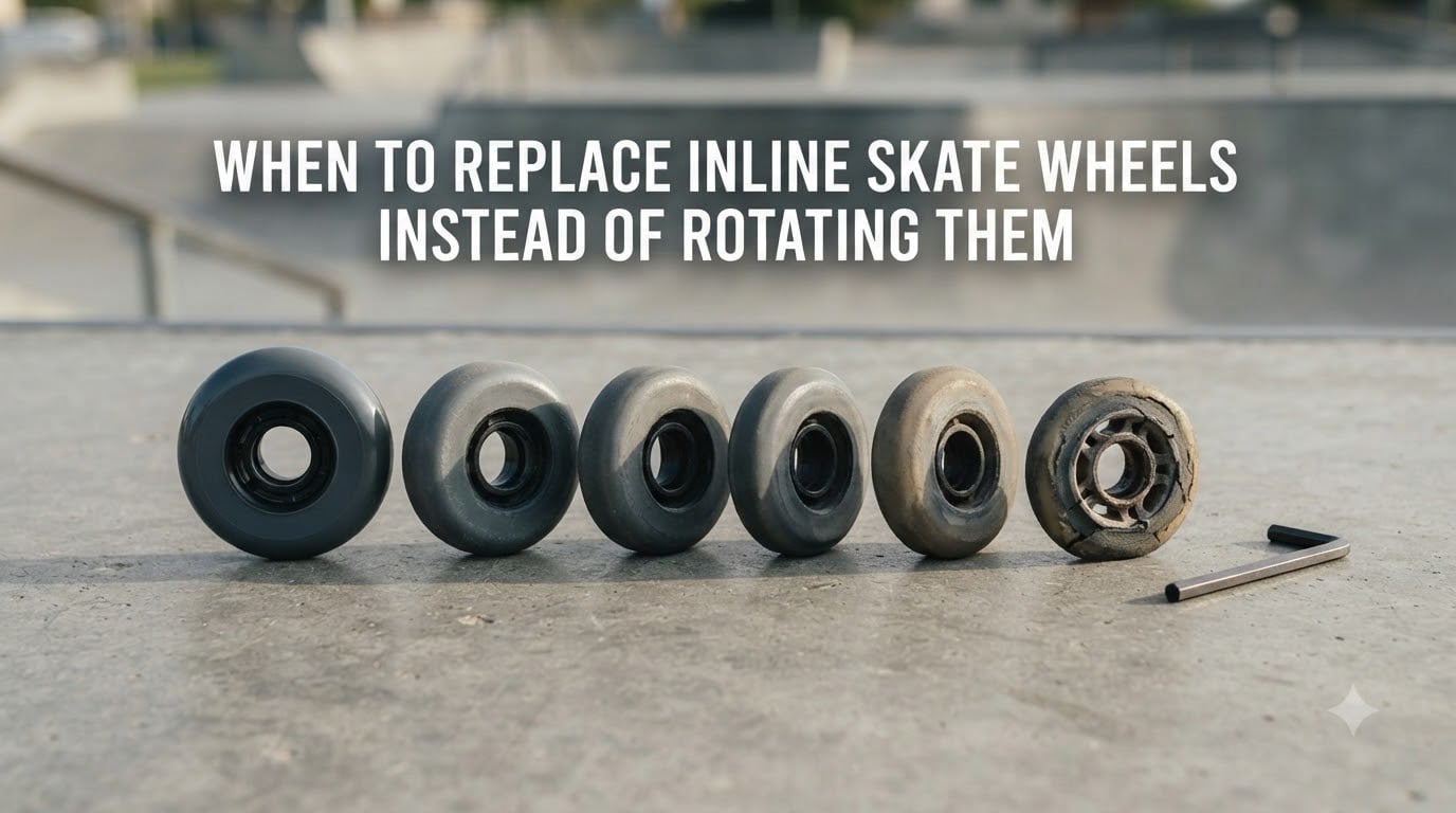 When to replace inline skate wheels instead of rotating them