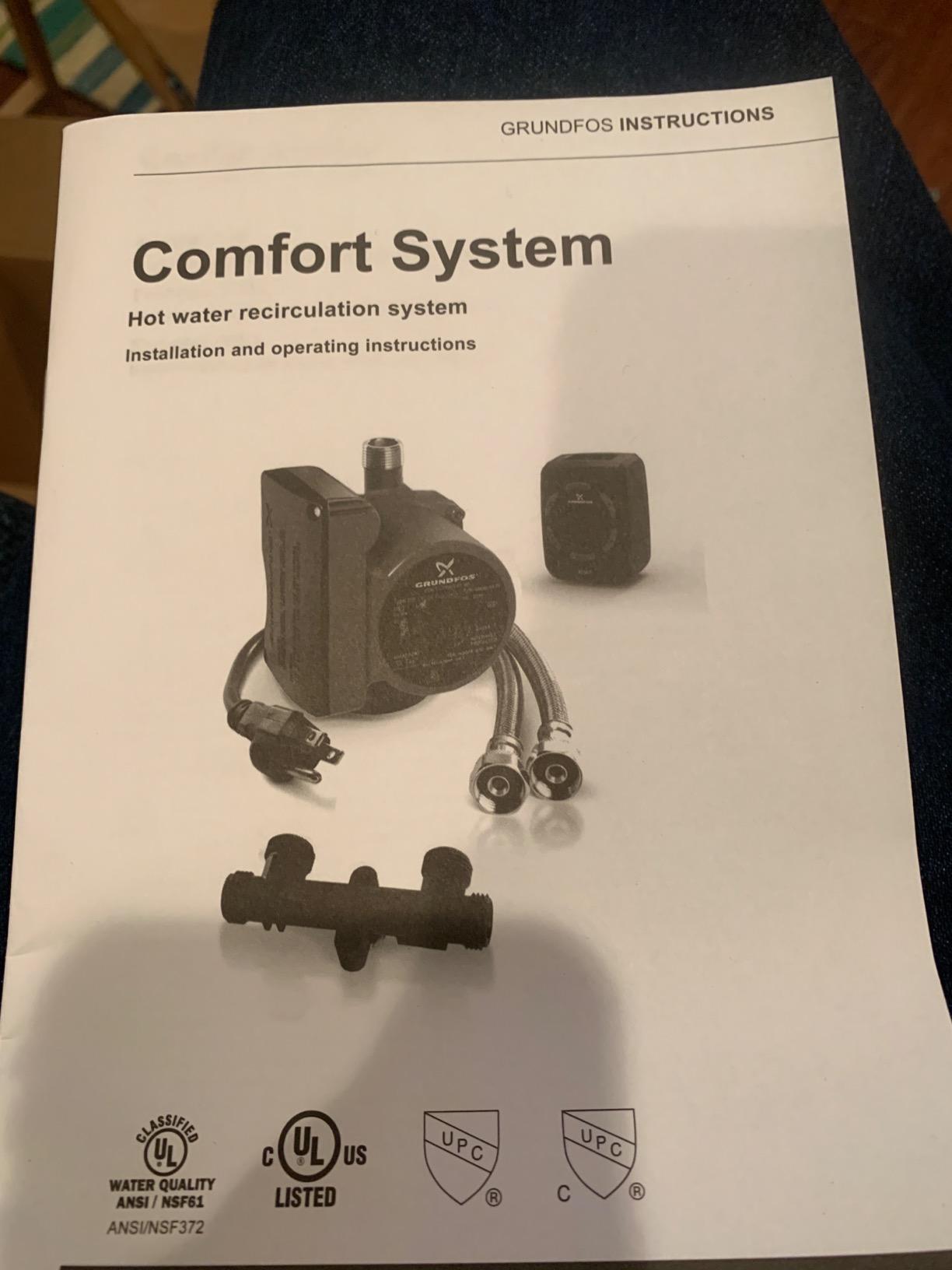 Grundfos GRU-595916 Recirculating Hot Water Pump Comfort System 25 Watts, Easy Install. Instant hot water throughout system. Entire Kit Included customer photo 1
