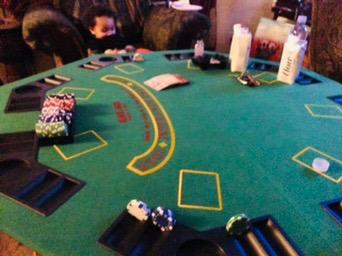 Folding Poker Table Top – 48-Inch Solid Wood Topper – Space for 8 Players – Blackjack Table with Built-in Cupholders and Chip Trays by Trademark Poker customer photo 1