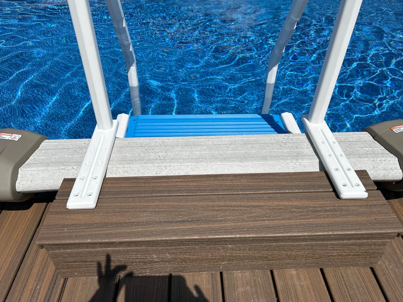 Confer Plastics Step-1X: Sturdy Above Ground Entry System with Dual Handrails and Slip-Resistant Steps, Easy Installation, Supports up to 400 lbs - Proudly Made in USA. Warm Grey with Grey Treads customer photo 1