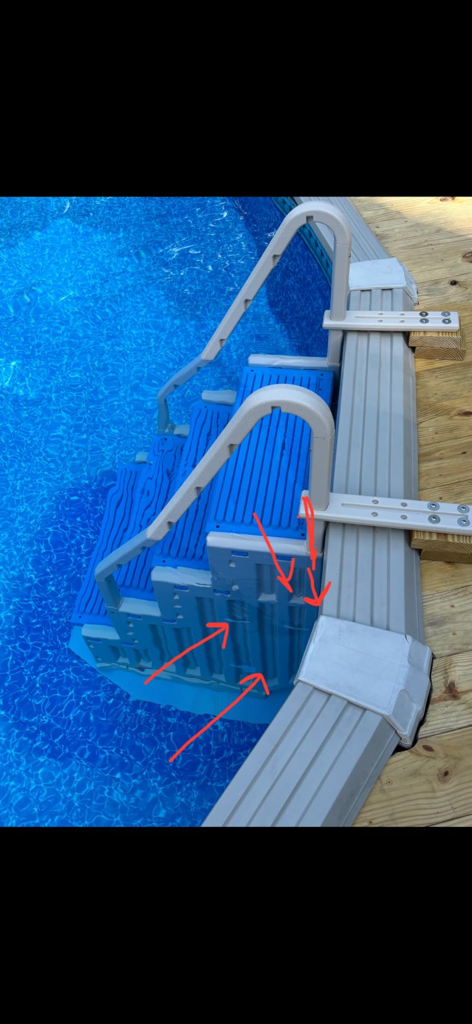 Confer Plastics Step-1X: Sturdy Above Ground Entry System with Dual Handrails and Slip-Resistant Steps, Easy Installation, Supports up to 400 lbs - Proudly Made in USA. Warm Grey with Grey Treads customer photo 2