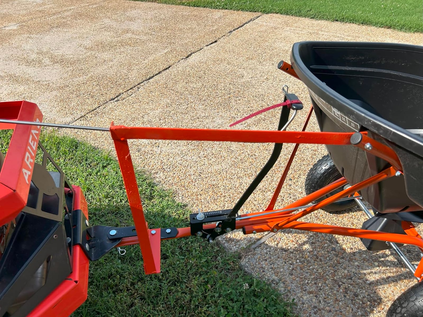 Agri-Fab Pull Behind Broadcast Spreader for Seed, Fertilizer, Salt and Ice Melt, 130 lb Hopper Capacity with Universal Hitch and 12 Ft Spread Width customer photo 1