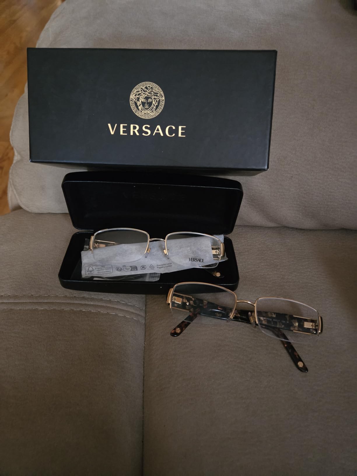 Versace VE 1175B Eyeglasses w/Gold Frame and Non- 53 mm Diameter Lenses, customer photo 2