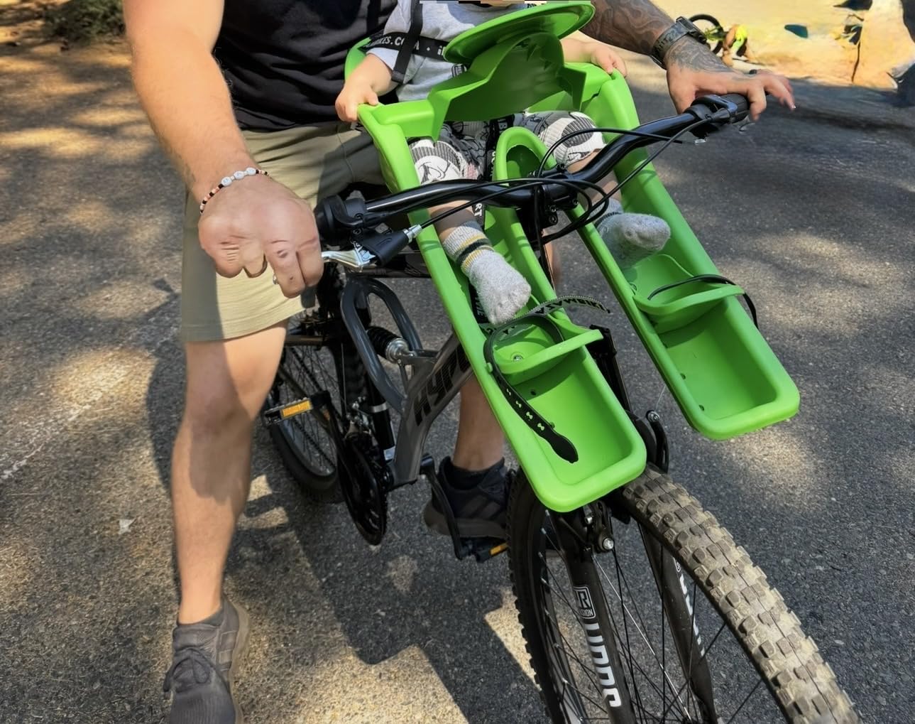 iBert Front Mounted Child Seat with Patented Mounting for Easy and Secure Installation - Child’s Bike Seat with 3-Point Safety Harness and Adjustable Foot Cups - Durable Plastic Shell customer photo 2