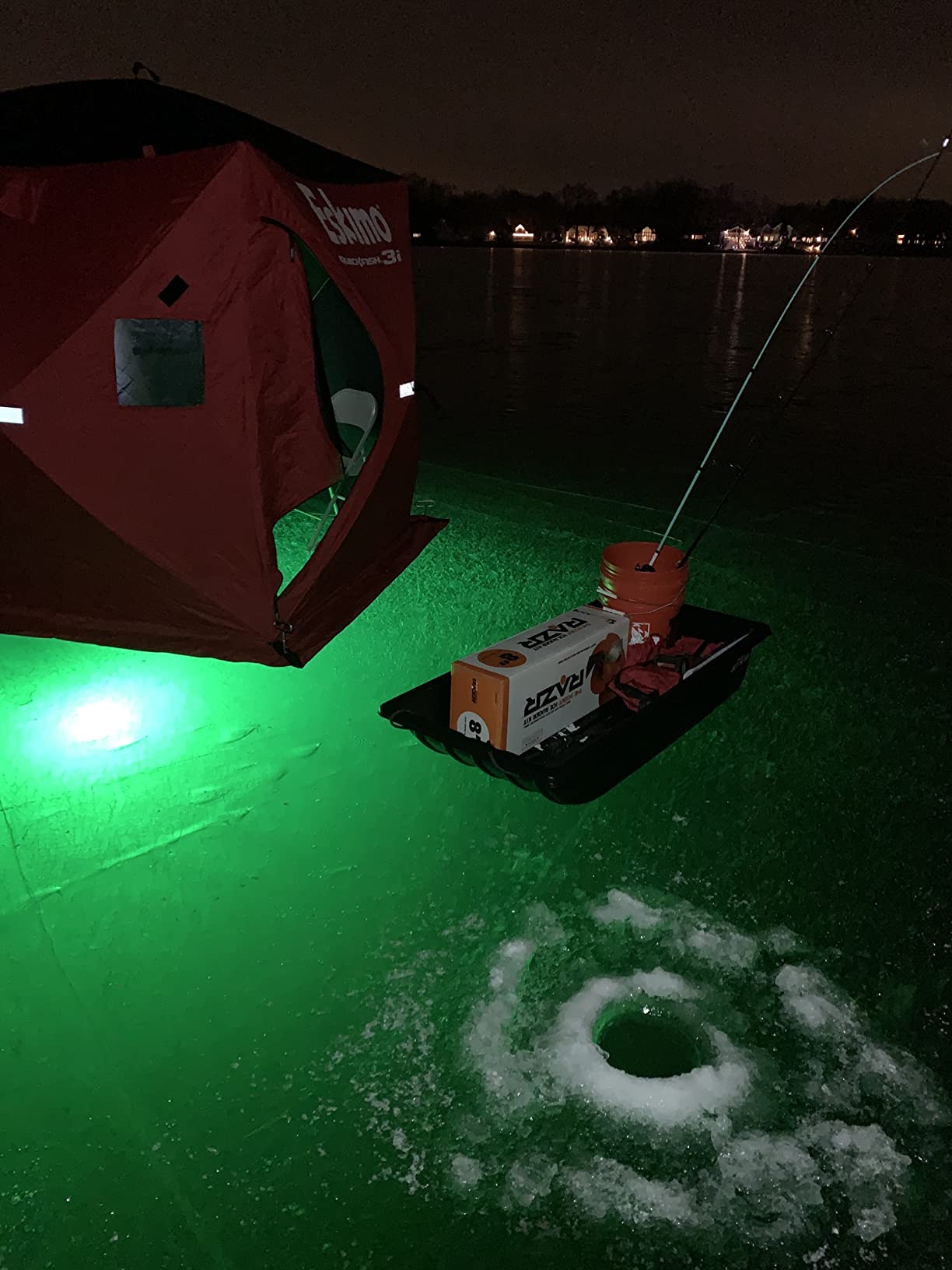 Eskimo 69445 Quickfish 3i Insulated Pop-Up Portable Hub-Style Ice Fishing Shelter, 34 Square Feet of Fishable Area, 3 Person Shelter, Red customer photo 1