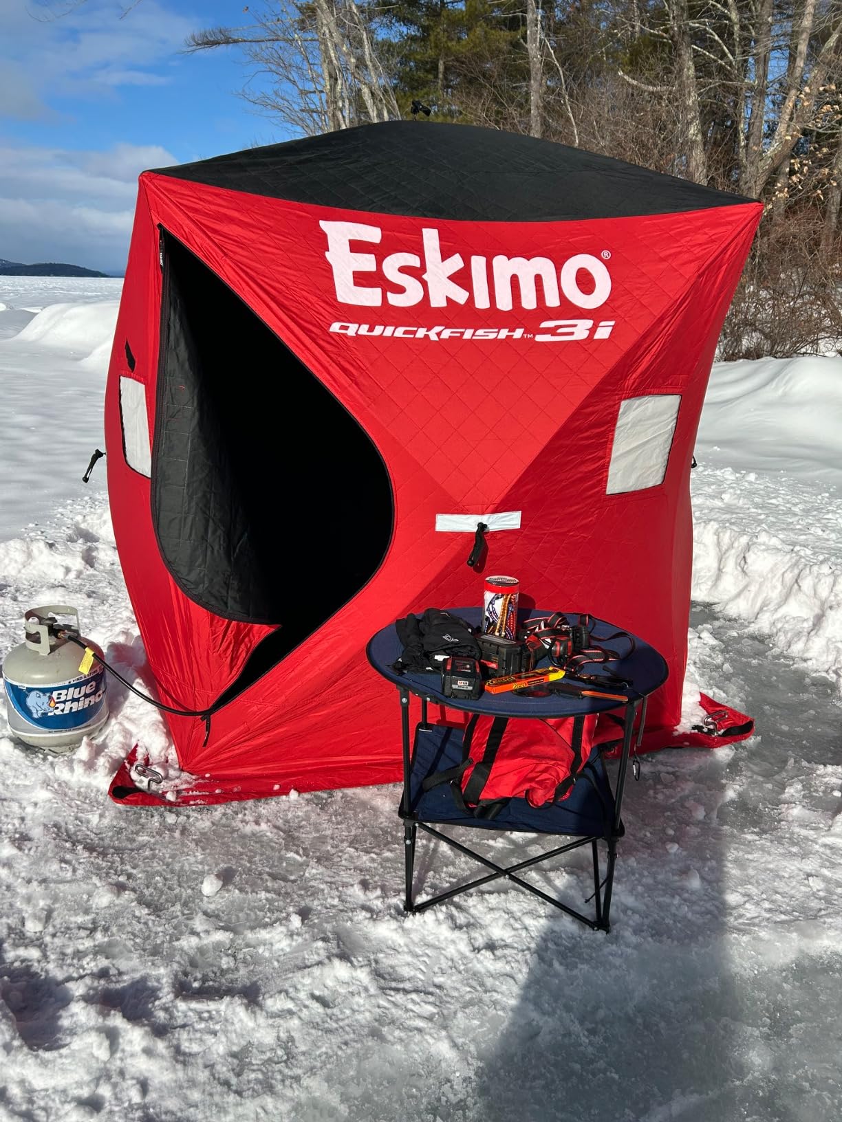 Eskimo 69445 Quickfish 3i Insulated Pop-Up Portable Hub-Style Ice Fishing Shelter, 34 Square Feet of Fishable Area, 3 Person Shelter, Red customer photo 2