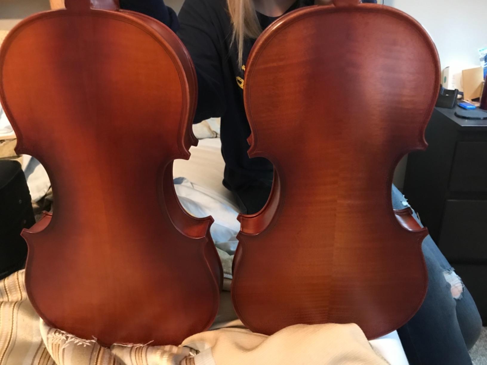 Cecilio Solid Wood Viola 16 Inch Viola Full Size, Professional Handcrafted Acoustic Viola with Ebony Fittings, D'Addario Prelude Strings, Antique Satin Finish customer photo 2