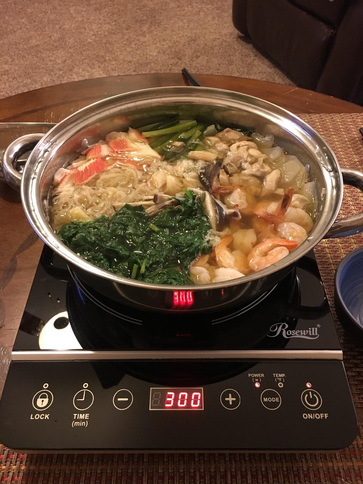 Rosewill Induction Cooker 1800 Watt, Induction Cooktop, Electric Burner with Stainless Steel Pot 10
