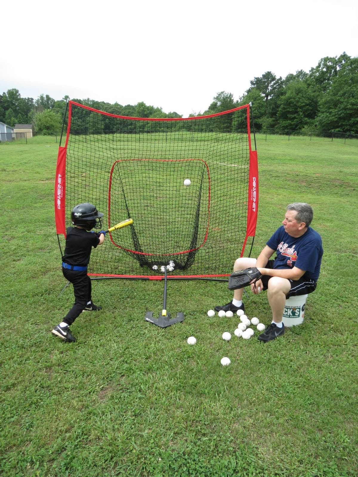 PowerNet Baseball Softball Practice Net 7x7 with Baseball Accessories for Practice Pitching, Batting & Fielding, Ball Caddy, Weighted Baseballs, Tee customer photo 1