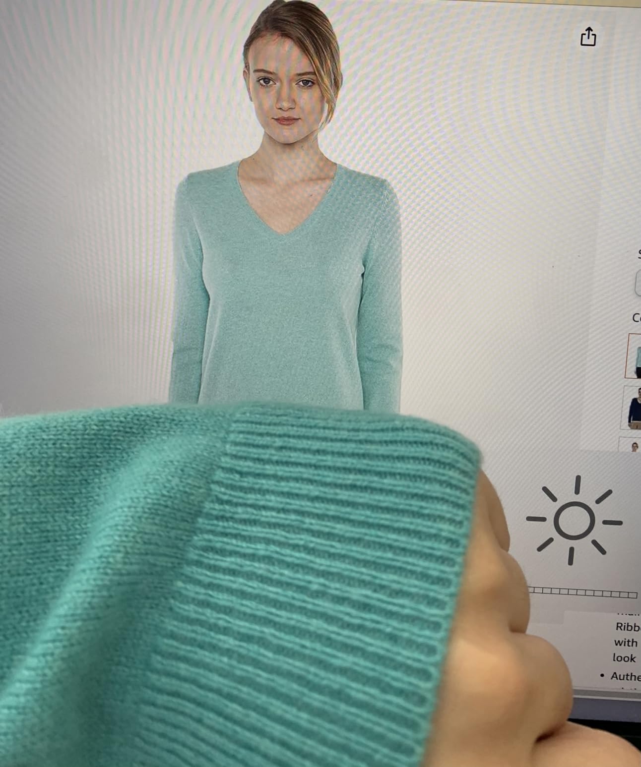 JENNIE LIU 100% Cashmere V Neck Sweater for Women, Long Sleeve Pullover customer photo 1