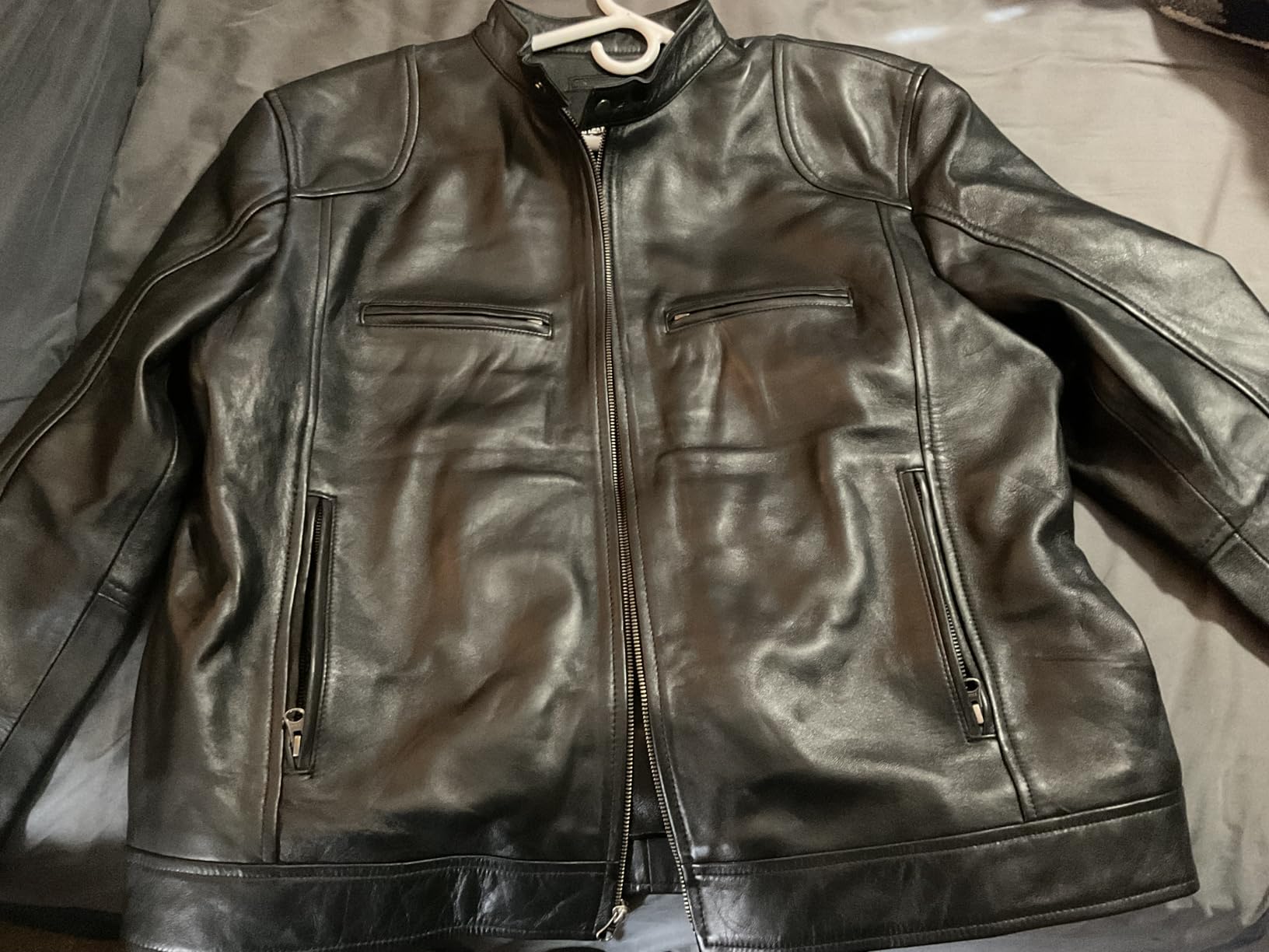 Men's SWORD Genuine Lambskin Leather Biker Jacket customer photo 1