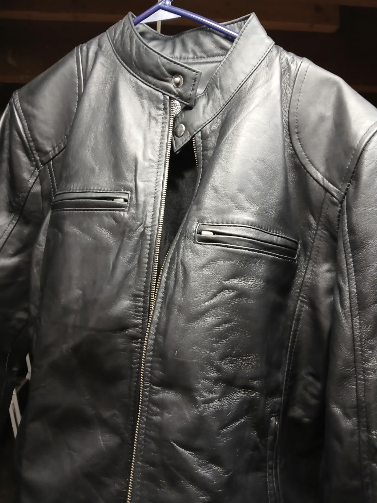 Men's SWORD Genuine Lambskin Leather Biker Jacket customer photo 2