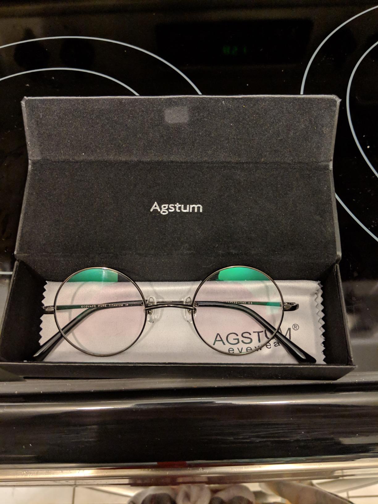 Agstum Pure Titanium Retro Round Optical Eyeglasses Frame 44-24-140 customer photo 2