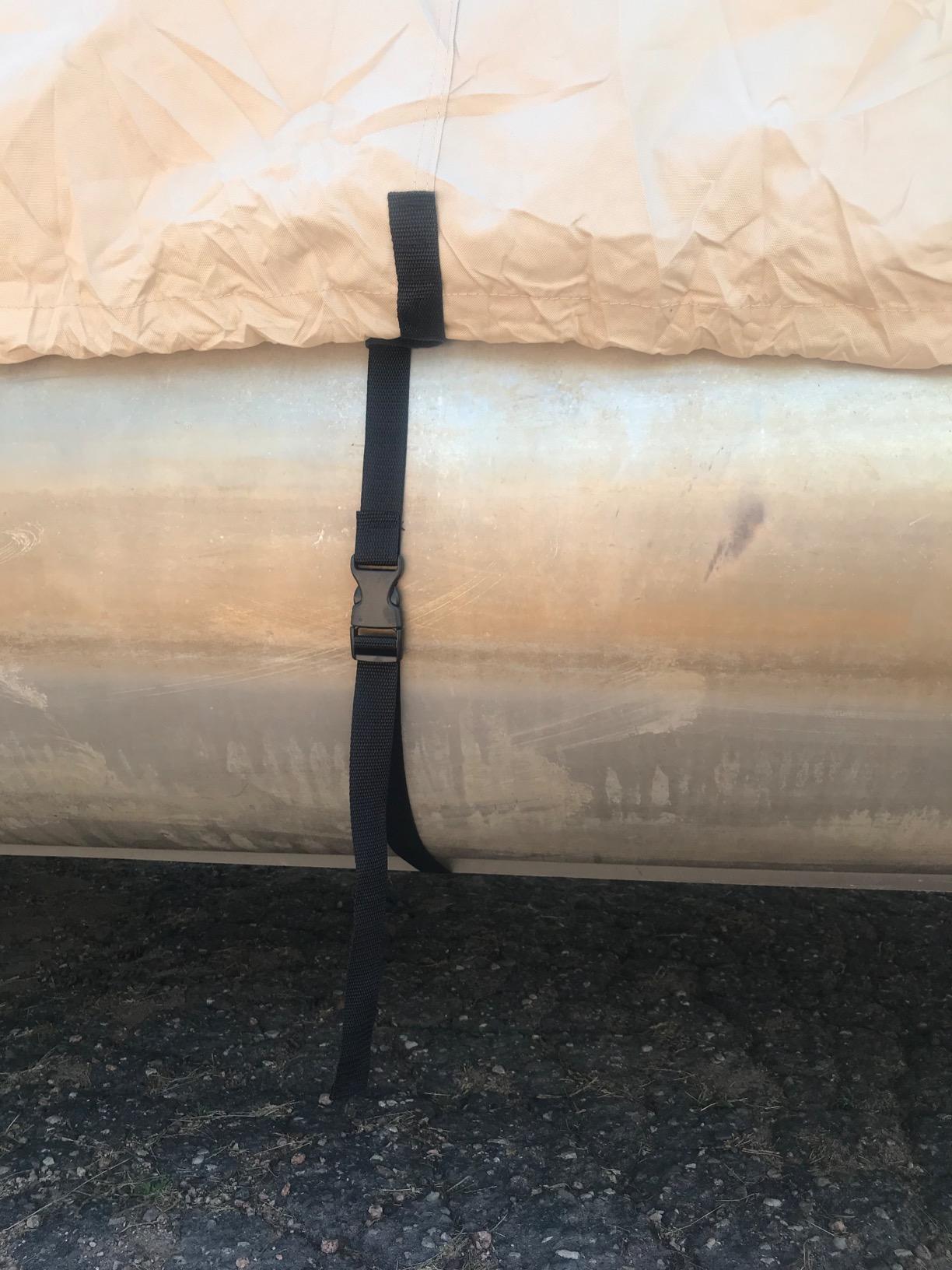 NEW 1200D Beige 24 FT VORTEX Ultra 5 Year Canvas Pontoon/Deck Boat Cover, Elastic, Strap System, FITS 22'1