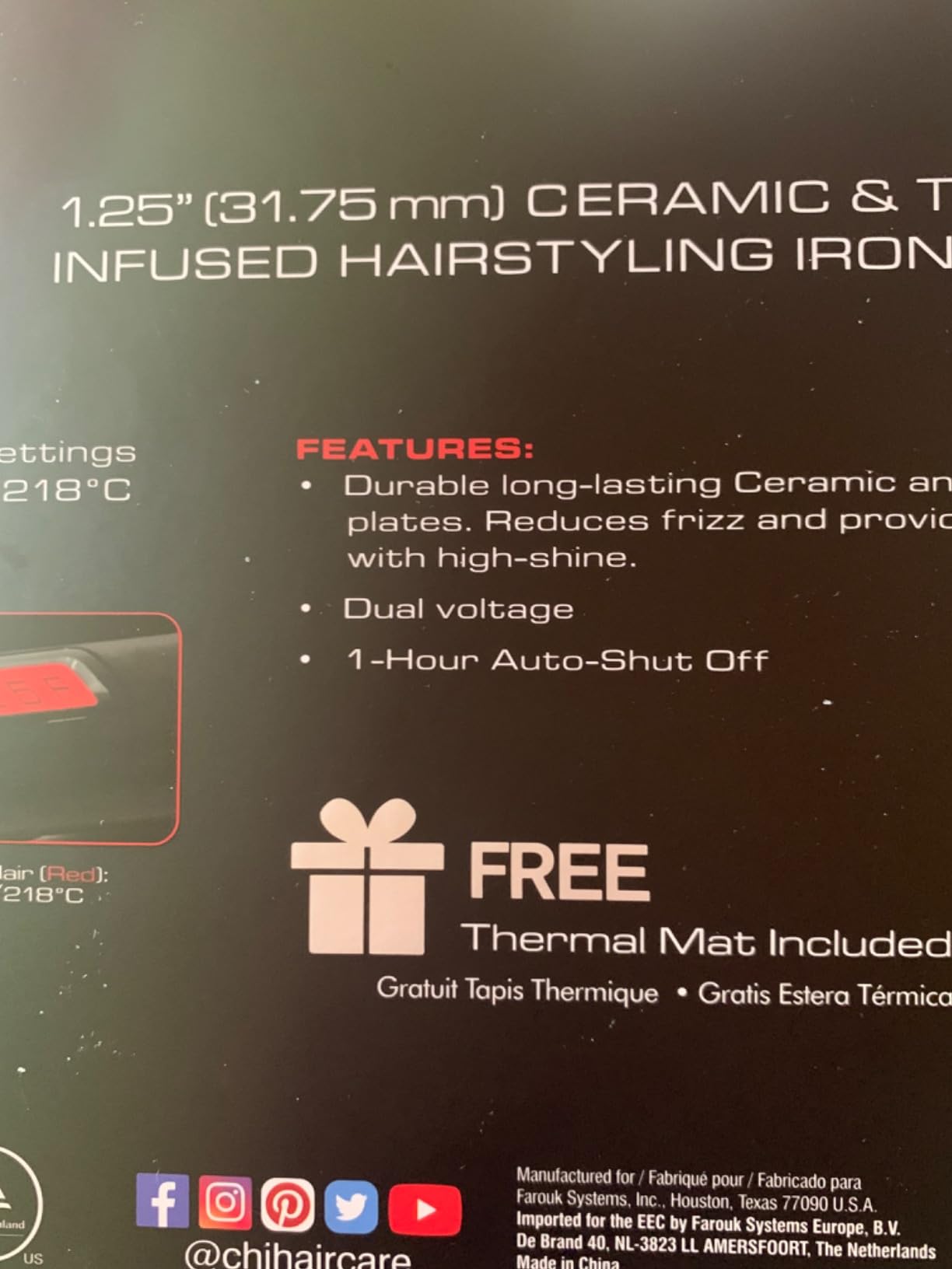 CHI G2 Flat Iron, Hair Straightener for A Smooth Finish, Ceramic Heater for 40 Second Heat Up, Durable Design, 1.25