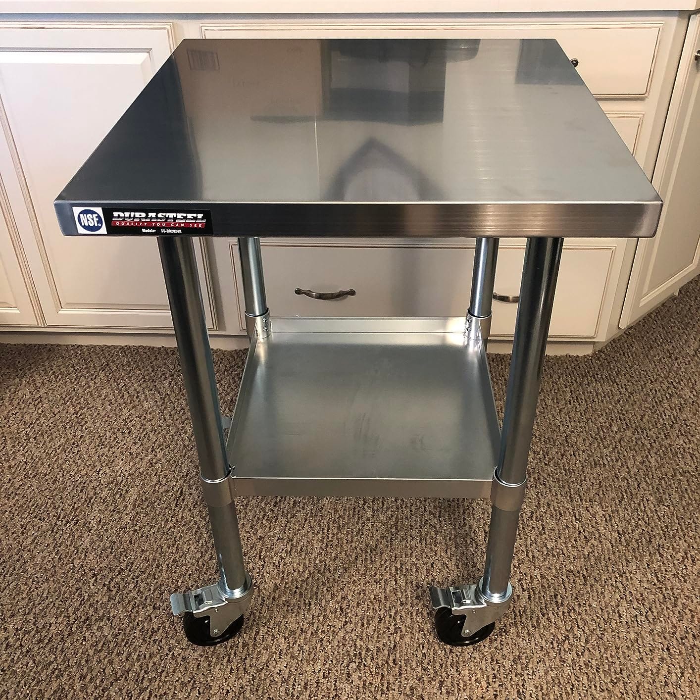 DuraSteel 24x36 NSF Stainless Steel Cart - Heavy Duty Rolling Food Prep Table with Undershelf - Metal Utility Cart for Commercial Restaurant Kitchen, Laundry, Outdoor Portable BBQ Grill customer photo 2